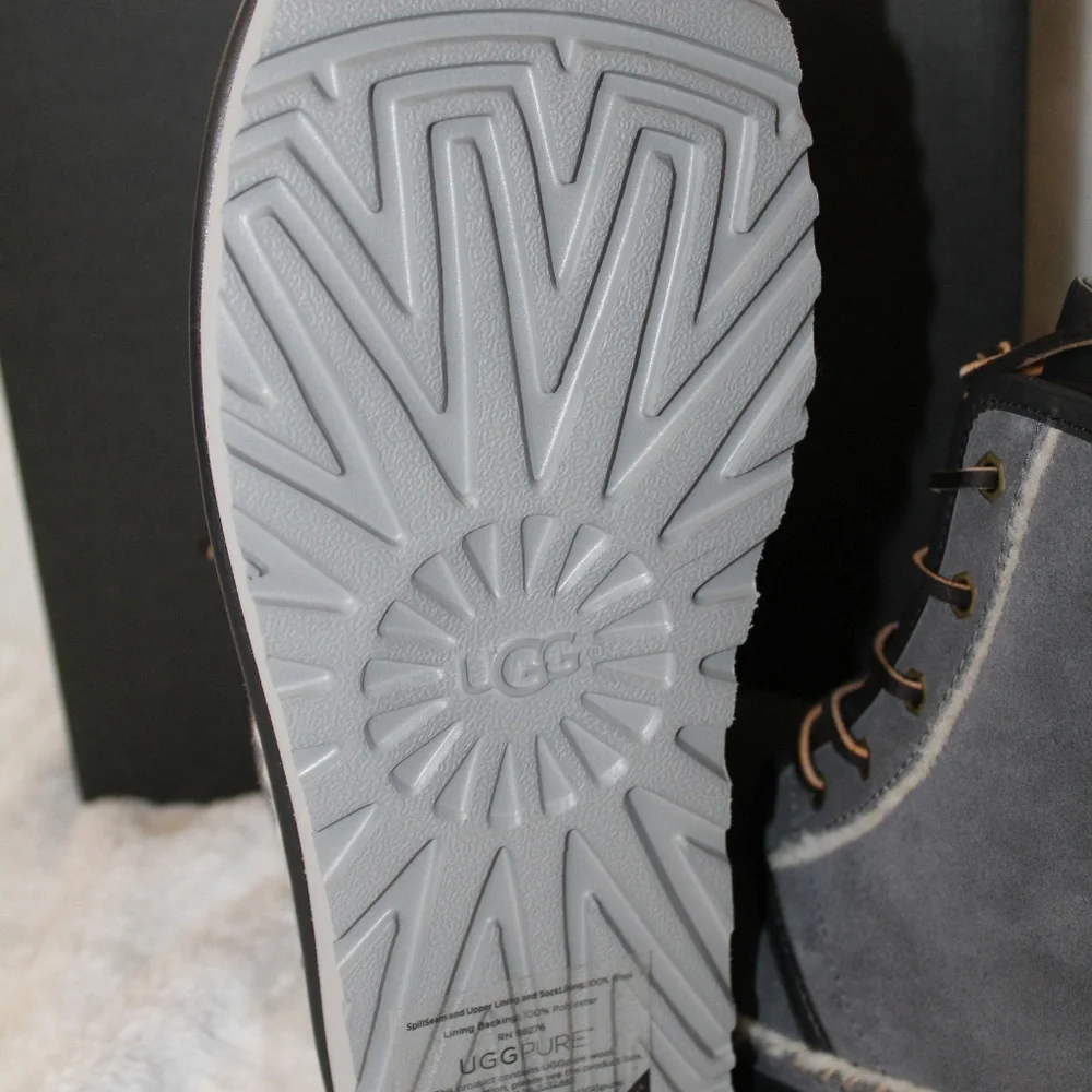 UGG HARKLEY SUEDE SHEARLING STITCH BOOTS NEW‎